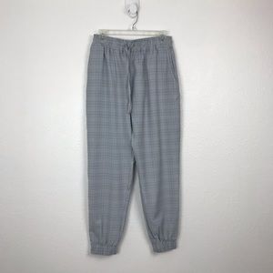 Walter Baker Sophia Crystal Blue Checkered Plaid Jogger Pants drawstring